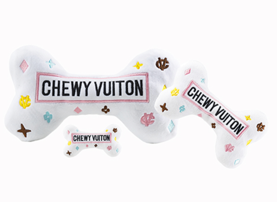 Chewy Vuiton Bone Toy (White)