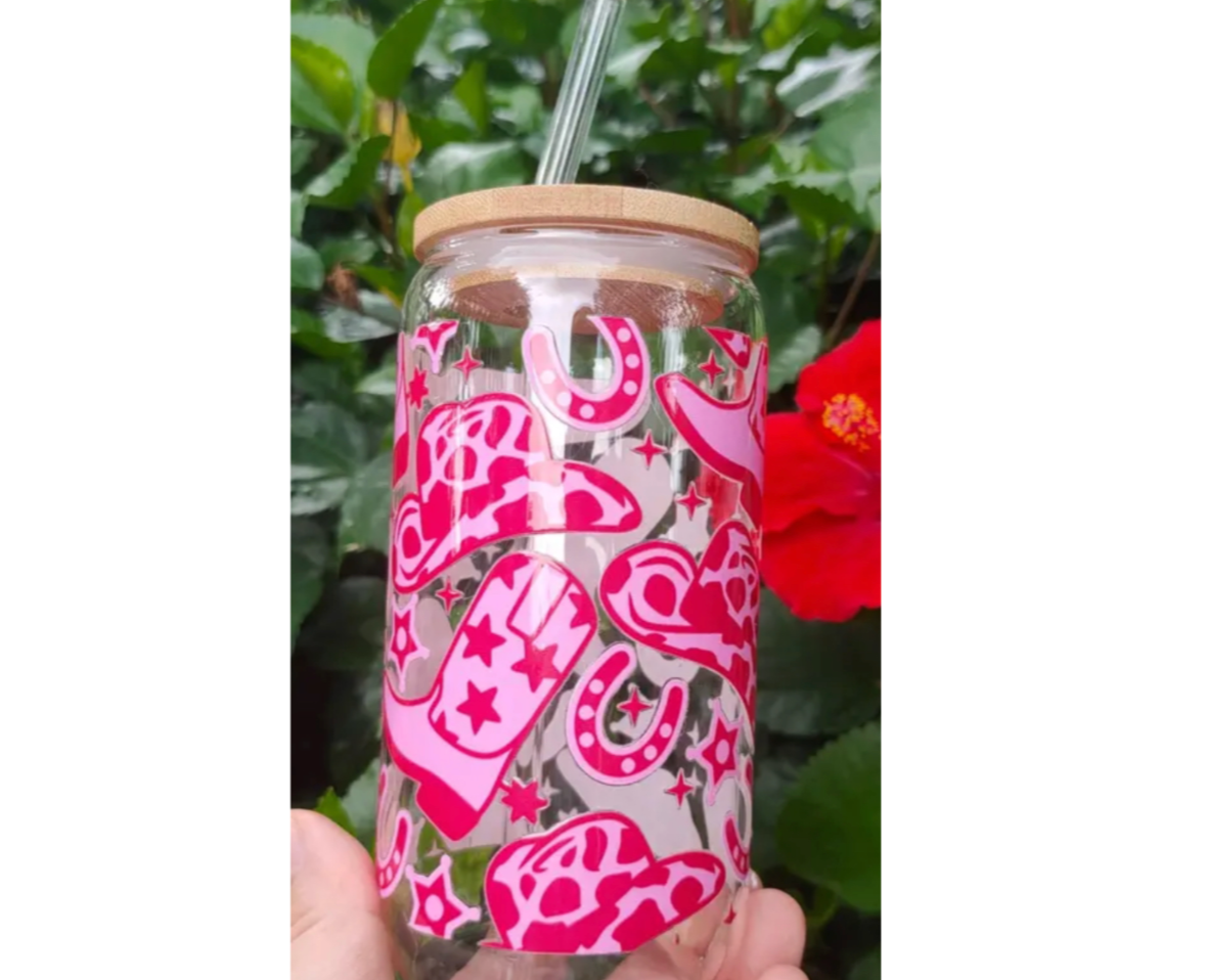 Cowboy Hat Glass Tumbler (16oz w/ Straw) Snaks 5th Avenchew LLC