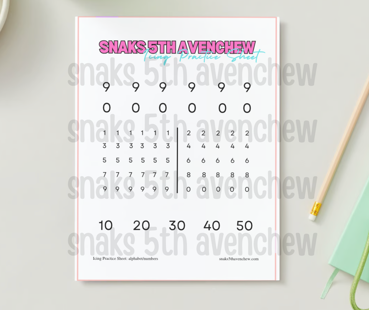 Numbers Icing Practice Sheet (Beginner) (Copy)