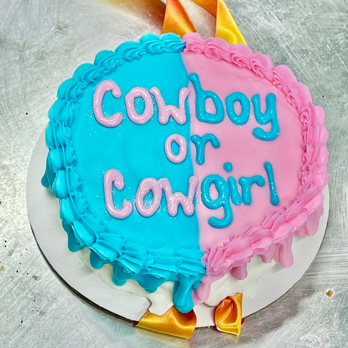 Gender Reveal Dog Cake