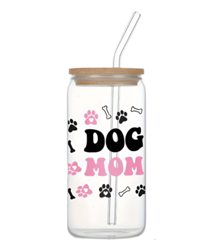 Dog Mom Glass Tumbler 16oz